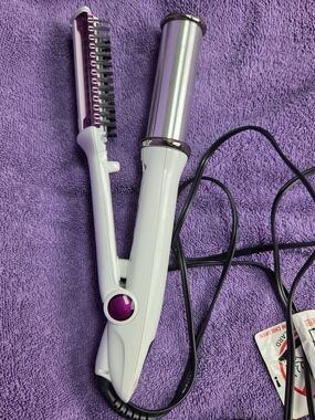 InStyler Wet2Dry Curling Iron Adjustable Heat 3 Settings Electric White /Purple